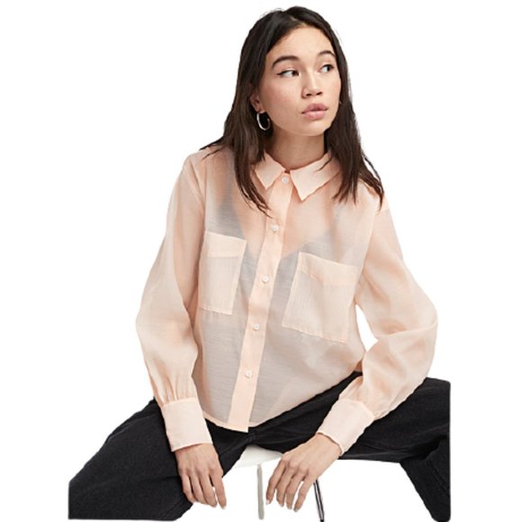 Levi's Tops - Levi’s Sheer Tulle Shirt in Pink Sugar
